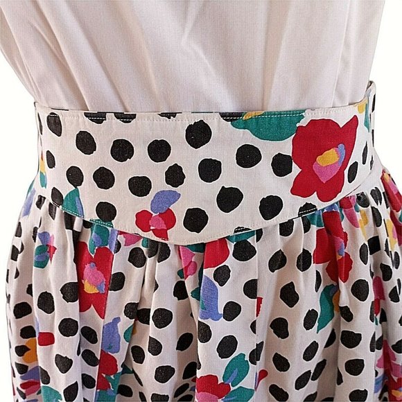 Vintage Square Dancing Dress Swing Polka Dot Floral  Handmade Size 12 - Picture 4 of 10